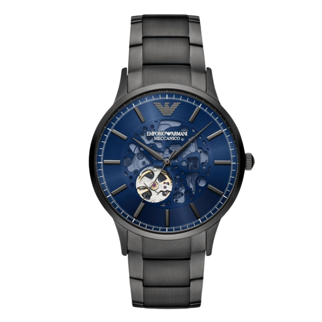 Emporio Armani Meccanico Black Stainless Steel Skeleton Dial Automatic Watch for Gents - AR60056