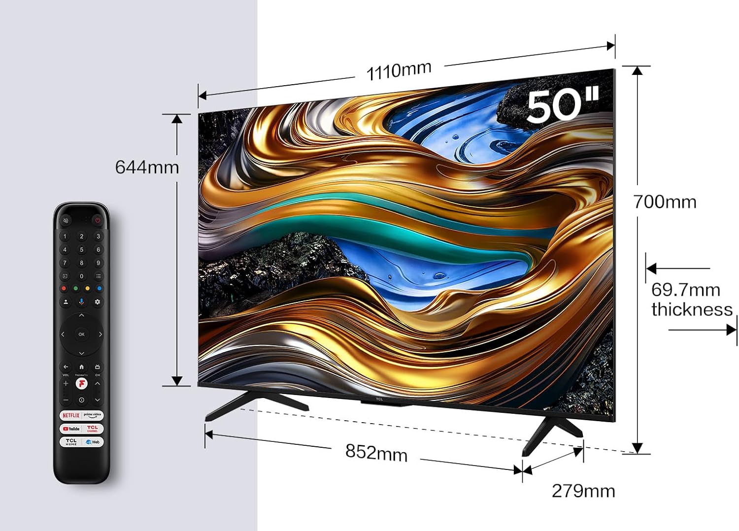 TCL 50P755K 50-inch 4K HDR TV, Smart TV Powered by Android TV - My Store