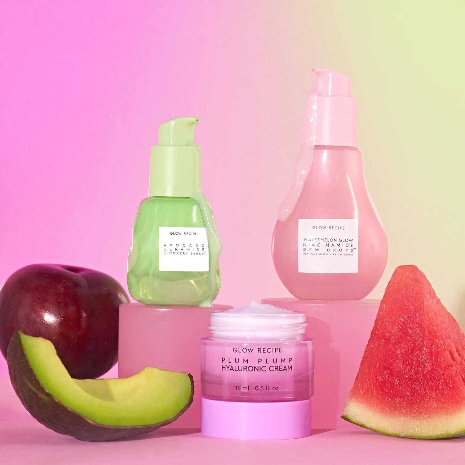 Glow Recipe Essentials Watermelon Brightening Drops 40Ml+Plum Plump Cream 15Ml+Avocado Serum15Ml