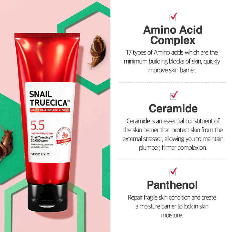 Some By Mi Snail Truecica Miracle Repair Low pH Gel Cleanser/100ml