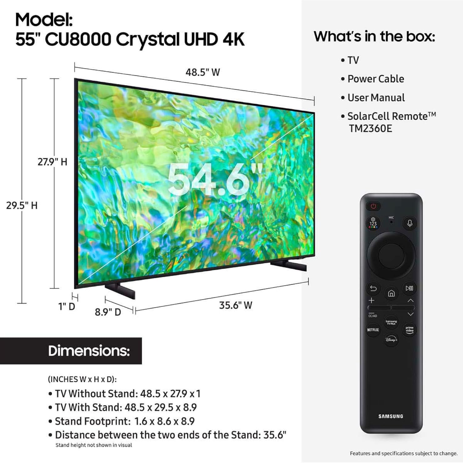 SAMSUNG 55-Inch Class Crystal UHD 4K CU8000 Smart TV with Alexa Built-in - My Store