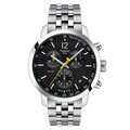 Tissot PRC 200 Silver Stainless Steel Black Dial Chronograph Quartz Watch for Gents - T114.417.11.057.00