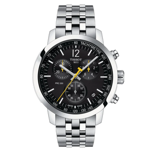 Tissot PRC 200 Silver Stainless Steel Black Dial Chronograph Quartz Watch for Gents - T114.417.11.057.00