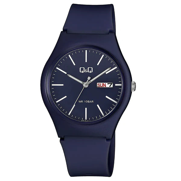 Q&Q Blue Resin Strap Blue Dial Quartz Watch for Gents - A212J012Y
