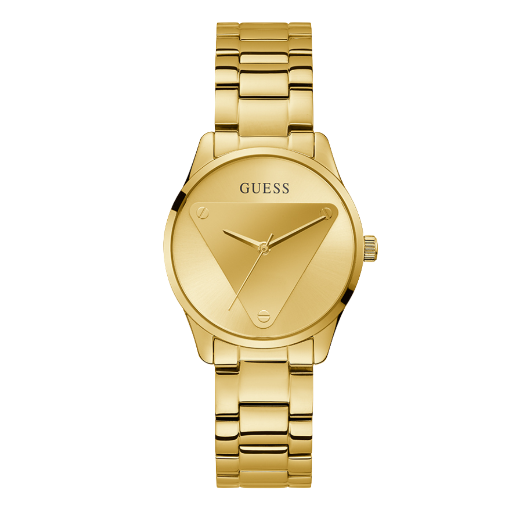 Guess Emblem Gold Stainless Steel Gold Dial Quartz Watch for Ladies - GW0485L1