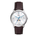 Fossil Moonphase Brown Leather Strap Silver Dial Quartz Watch for Gents - FS5905