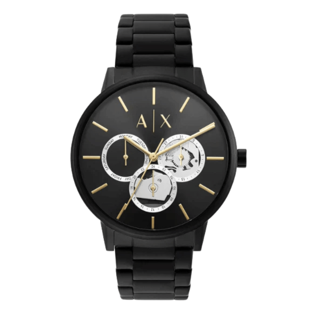 Armani Exchange Black Stainless Steel Black Dial Quartz Watch for Gents - AX2748