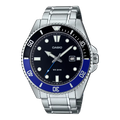 Casio Silver Stainless Steel Black Dial Quartz Watch for Gents - MDV-107D-1A2VDF