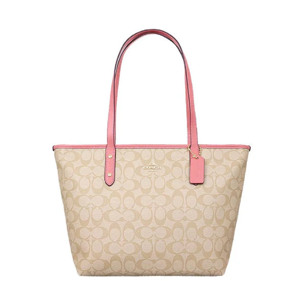 Coach Signature Canvas Pink/Cream City Zip Tote  - 58292