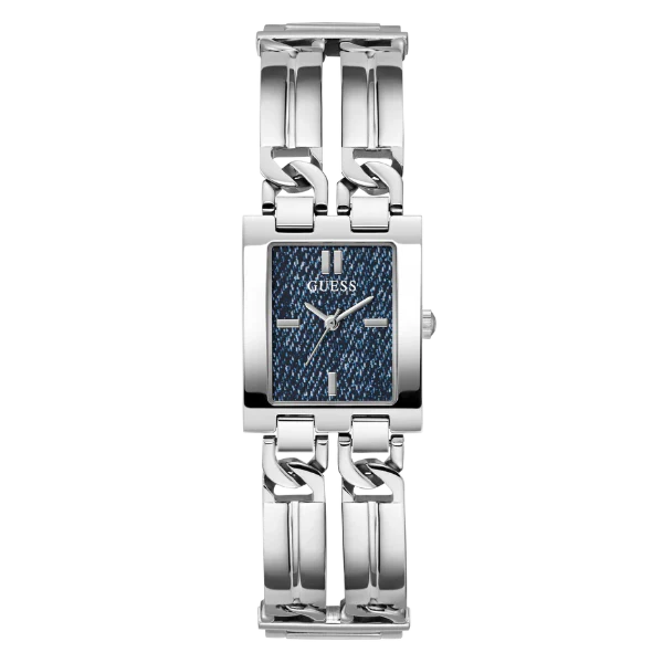 Guess MOD ID Silver Stainless Steel Blue Dial Quartz Watch for Ladies - GW0807L1