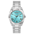 Guess Connoisseur Silver Stainless Steel Tiffany Blue Dial Quartz Watch for Gents - GW0265G11