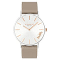 Coach Perry Grey Leather Strap Silver Dial Quartz Watch for Ladies - 14503119