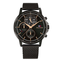 Tommy Hilfiger Stewart Black Mesh Bracelet Black Dial Chronograph Quartz Watch for Gents - 1710610