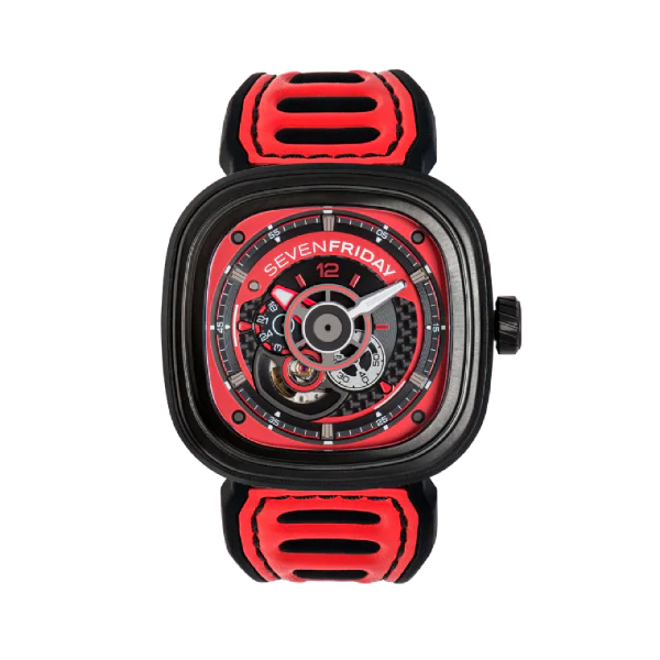 7Friday Red Silicone Strap Red Dial Automatic Watch for Gents - P3B/06-X136