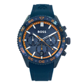 Hugo Boss Runner Navy Blue Silicone Strap Blue Dial Chronograph Quartz Watch for Gents - Boss 1514142