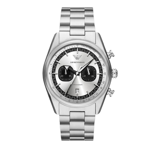 Emporio Armani Racer Silver Stainless Steel Silver Dial Chronograph Quartz Watch for Gents - AR11636