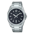 Casio Silver Stainless Steel Black Dial Quartz Watch for Gents - MTP-E725D-1AVDF