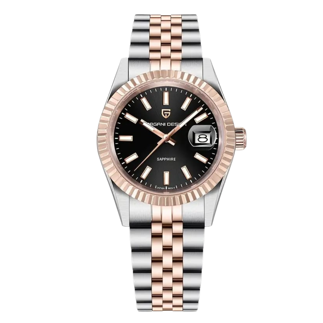 Pagani Two-tone Stainless Steel Black Dial Quartz Watch for Gents - PAGANI PD-1794