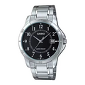 Casio Silver Stainless Steel Black Dial Quartz Watch for Gents - MTP-V004D-1BUDF