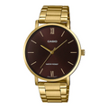 Casio Gold Stainless Steel Brown Dial Quartz Watch for Gents - MTP-VT01G-5BUDF