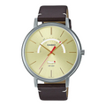 Casio Brown Leather Strap Gold Dial Quartz Watch for Gents - MTP-B105L-9AVDF