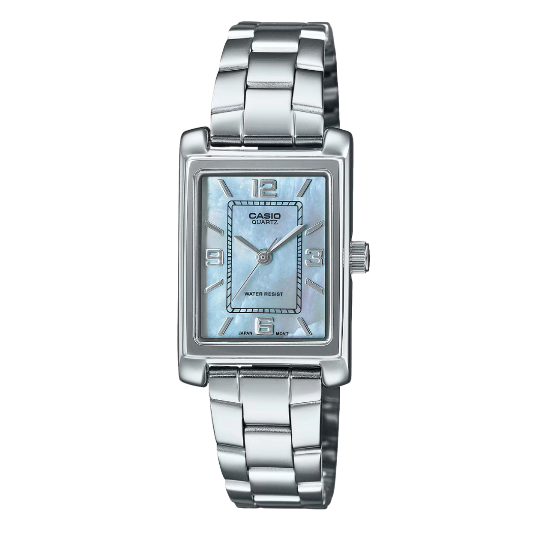 Casio Silver Stainless Steel Mother of Pearl Dial Quartz Watch for Ladies - LTP-1234DS-2ADF