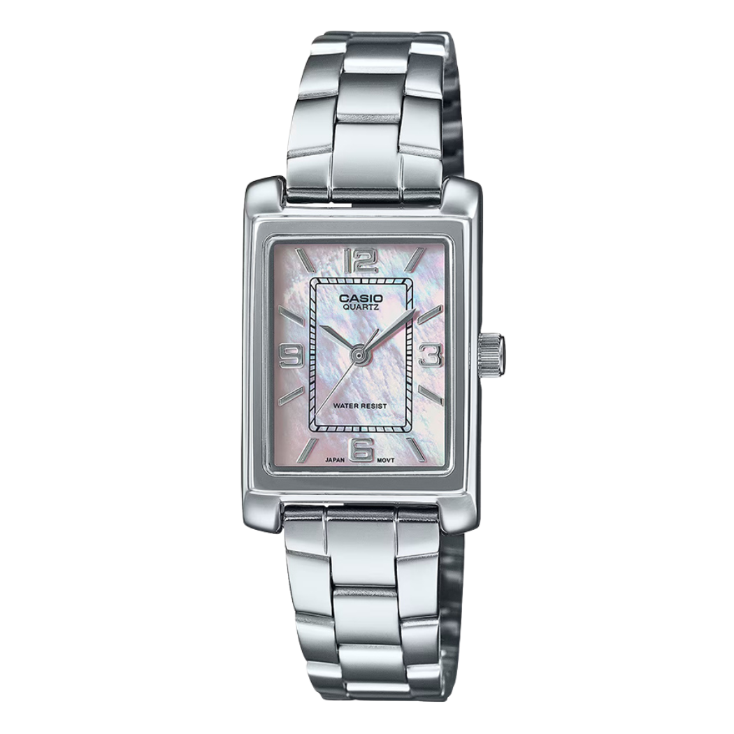 Casio Silver Stainless Steel Mother of Pearl Dial Quartz Watch for Ladies - LTP-1234DS-4ADF