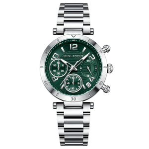 Mini Focus Silver Stainless Steel Light Green Dial Quartz Watch for Ladies - MF0489L-02