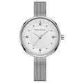 Mini Focus Silver Mesh Bracelet Silver Dial Quartz Watch for Ladies - MF0274L-02