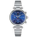 Mini Focus Silver Stainless Steel Blue Dial Chronograph Quartz Watch for Ladies - MF0494L-02