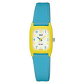 Q&Q Blue Silicone Strap White Dial Quartz Watch for Ladies - V33A005VY