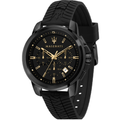 Maserati Successo Black Silicone Strap Black Dial Quartz Watch for Gents - R8871621011