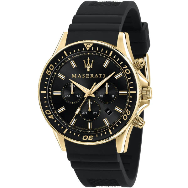 Maserati Sfida Black Silicone Strap Black Dial Quartz Watch for Gents - R8871640001