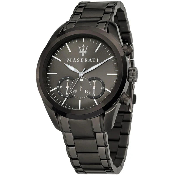 Maserati Traguardo Black Stainless Steel Grey Dial Quartz Watch for Gents - R8873612002
