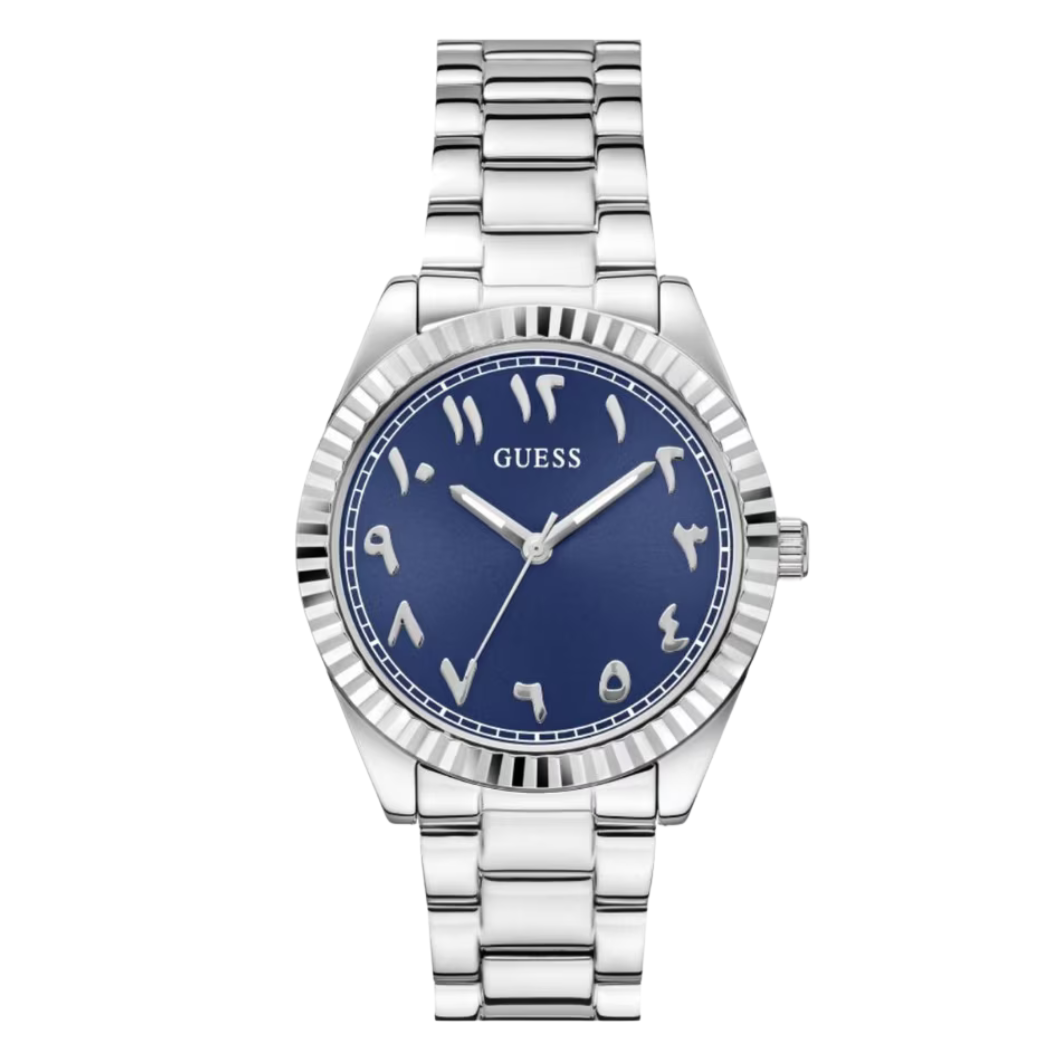 Guess Luna Silver Stainless Steel Blue Dial Quartz Watch for Ladies - GW0735L1