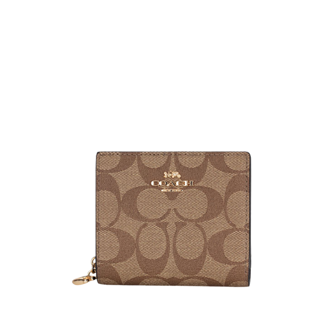Coach Snap Wallet in Signature Canvas Light Brown - C3309
