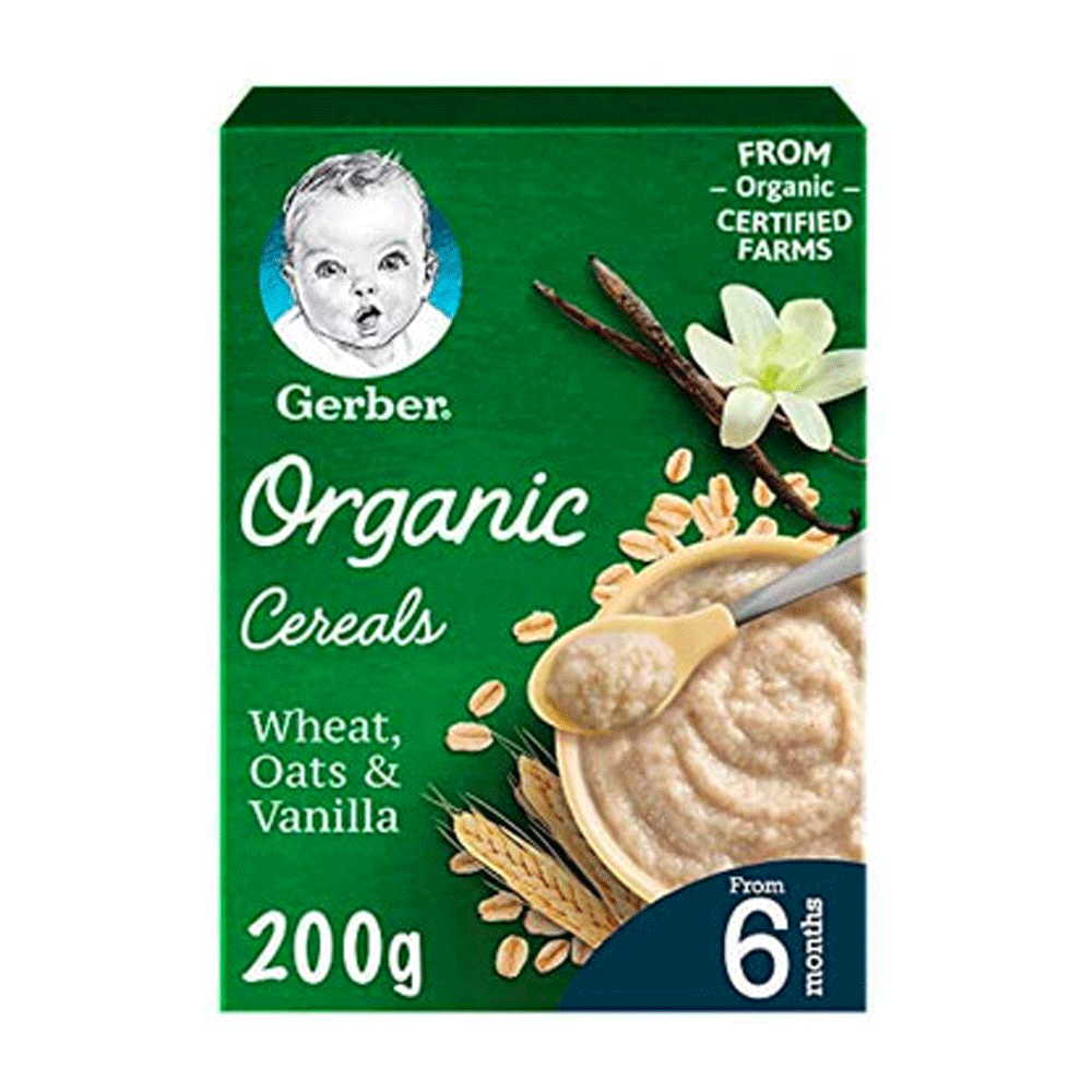 Gerber Organic Multicereals Wheat, Oats & Vanilla 200g
