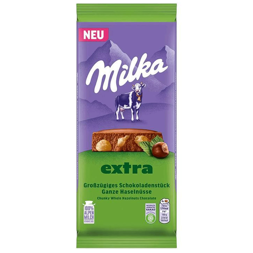 Milka Extra Chunky Whole Hazelnuts Chocolate 190g