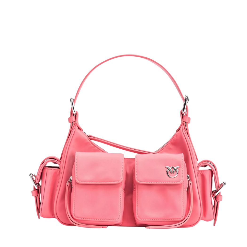 PINKO Cargo Multipocket Shoulder Bag – Pink Recycled Nylon