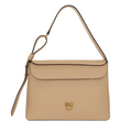 PINKO Leaf Classic Hobo Shoulder Bag – Beige Suede/Calfskin Leather