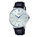 Casio Black Leather Strap Silver Dial Analog Quartz Watch for Men – MTP-VT01L-7B1UDF