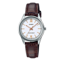 Casio Brown Leather Strap White Dial Analog Quartz Watch for Women – LTP-V005L-7B3UDF (AG)