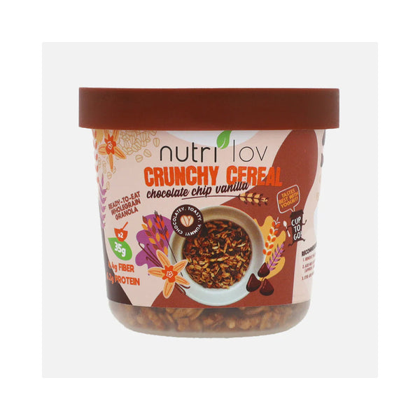 Nutrilov Crunchy Cereal Chocolate Chip Vanilla Cup 70g - Snapcart.pk