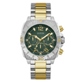 Guess Traction Two-tone Stainless Steel Green Dial Chronograph Quartz Watch for Gents - G0800G1