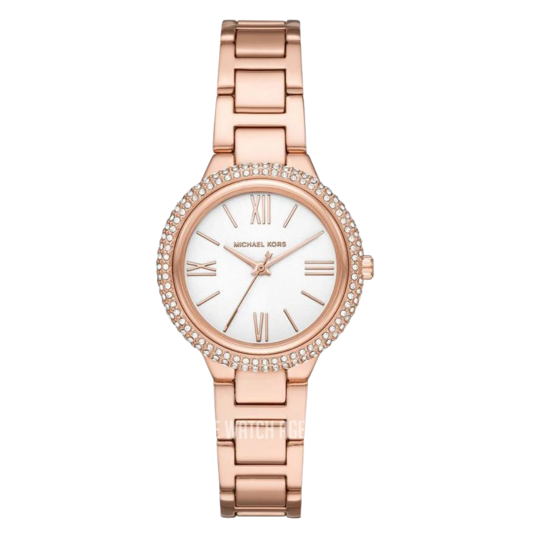 Michael Kors Taryn Pavé Rose Gold Stainless Steel White Dial Quartz Watch for Ladies - MK4460