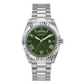 Guess Connoisseur Silver Stainless Steel Green Dial Quartz Watch for Gents - GW0265G10