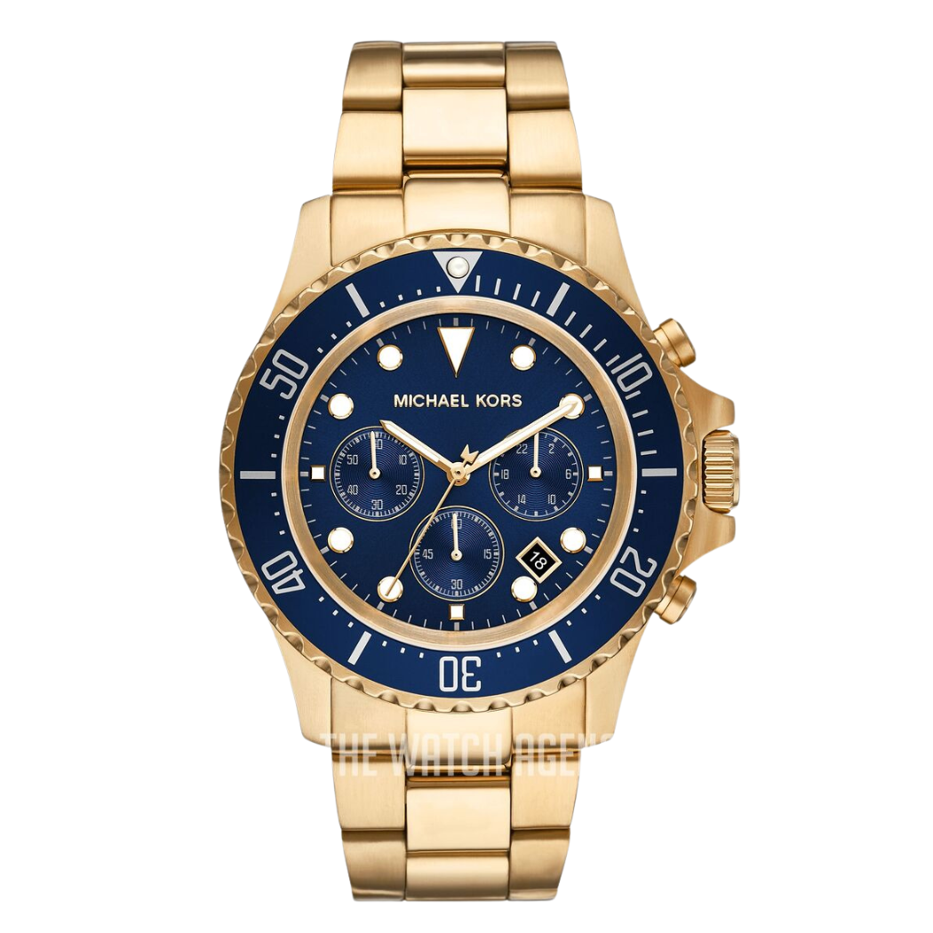 Michael Kors Everest Gold Stainless Steel Navy Blue Dial Chronograph Quartz Watch for Gents - MK-8978