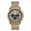 Armani Exchange Banks Gold Stainless Steel Beige Gold Dial Chronograph Quartz Watch for Gents - Ax.1739