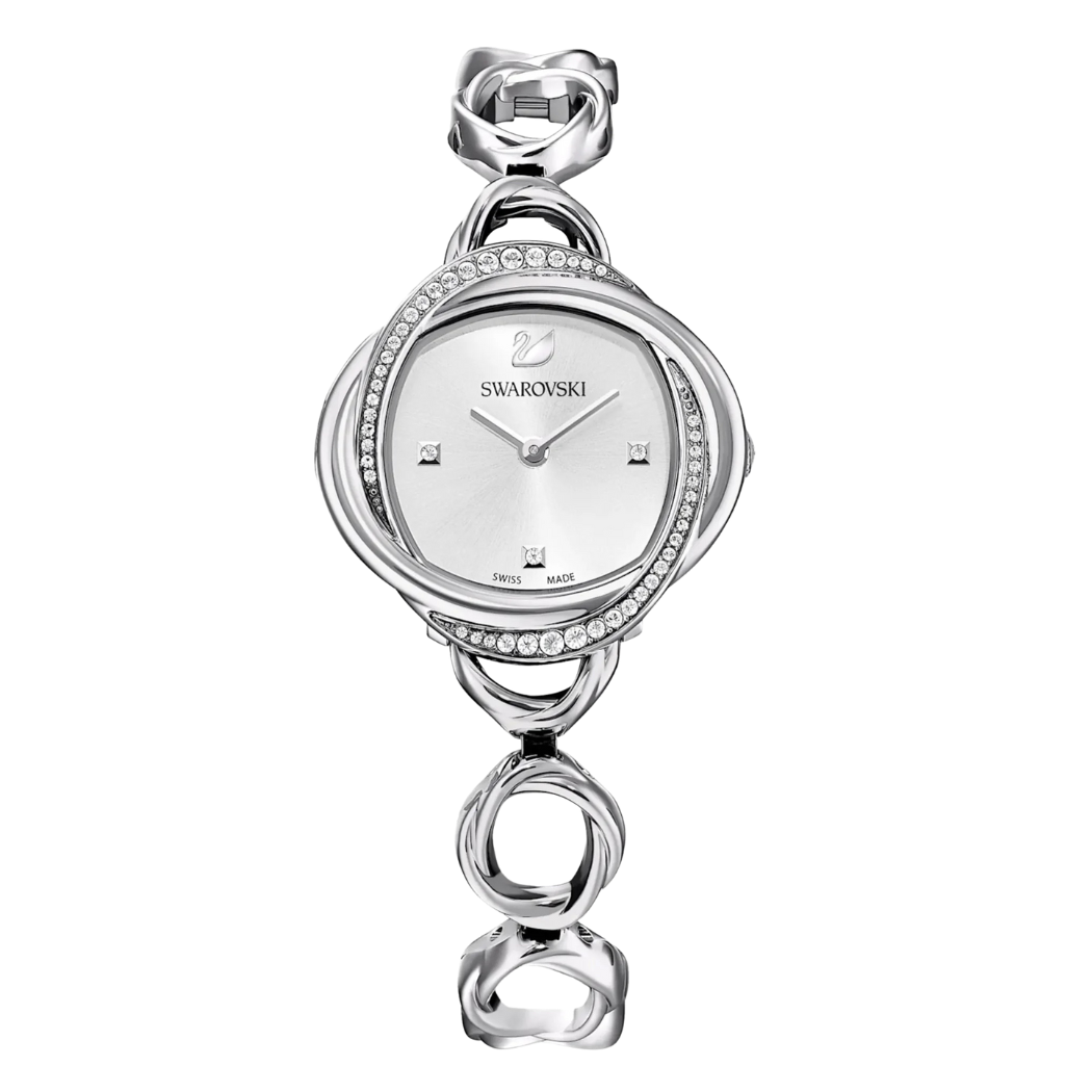 Swarovski Crystal Flower Silver Stainless Steel Silver Dial Quartz Watch for Ladies - 5547622