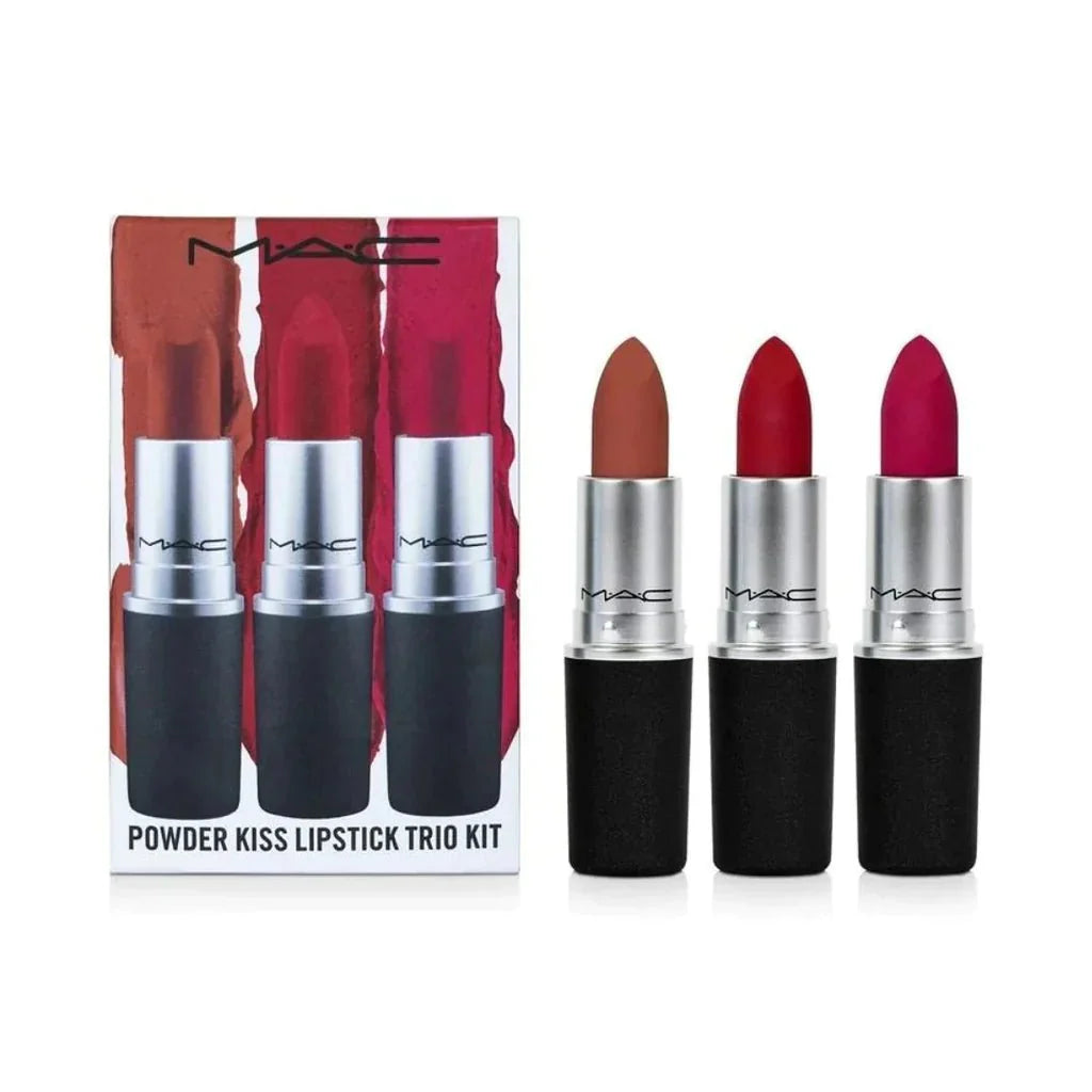 Mac Powder Kiss Lipstick Kit - 314 Multi It Over+922 Werk Werk+306 Shocking Revelation